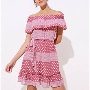NWT LOFT Beach Dot Off the Shoulder Dress (M)
